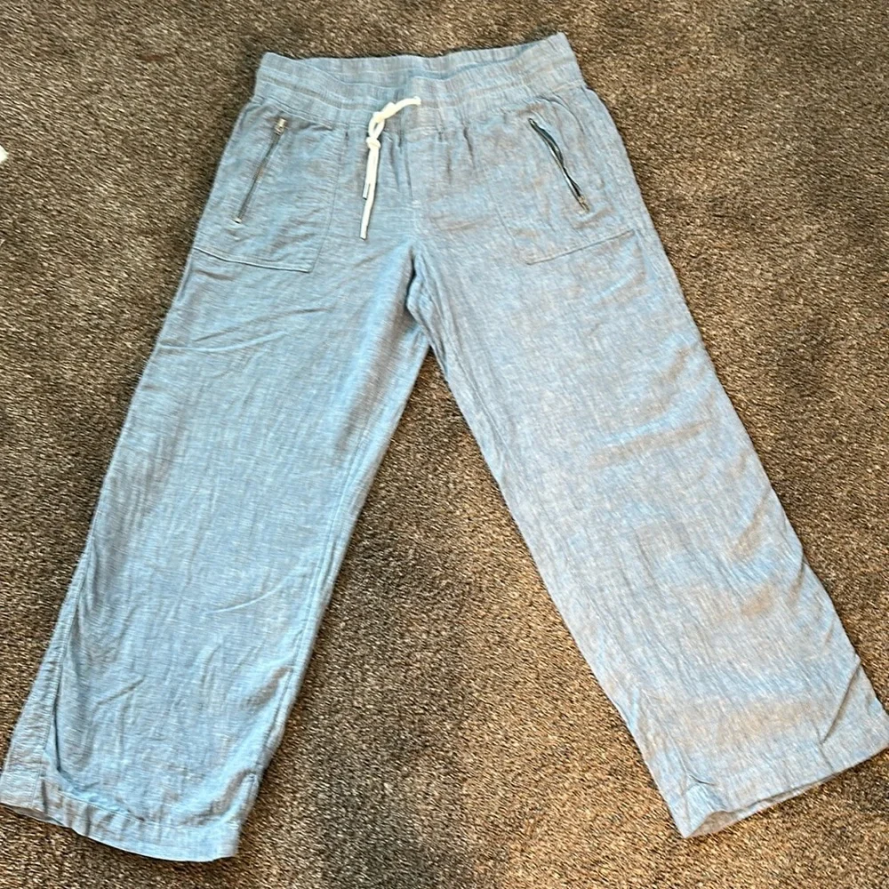 Athleta chambray colored linen pants. Size 14p - Picture 1 of 3
